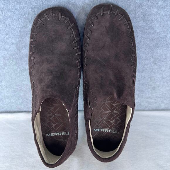 Merrell Women’s sz 9 Wild Senna Espresso Suede Slip On Moccasins Woven Comfort - Picture 8 of 10